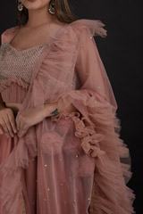 Net Rose Peach Lehenga Set_DTR1363 2